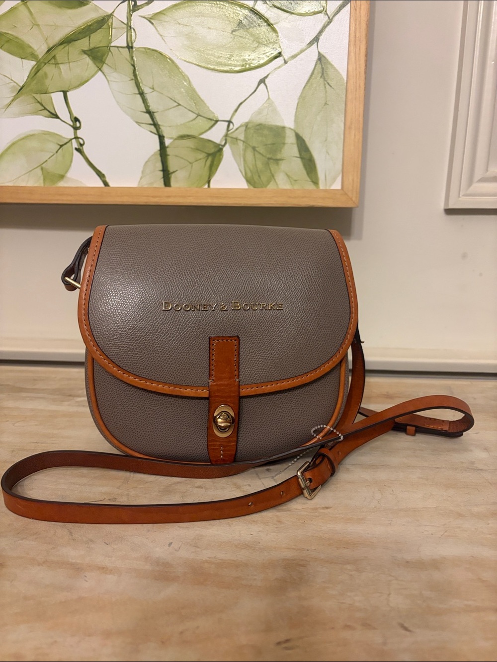 Dooney & Bourke Gray Crossbody with Tan Trim